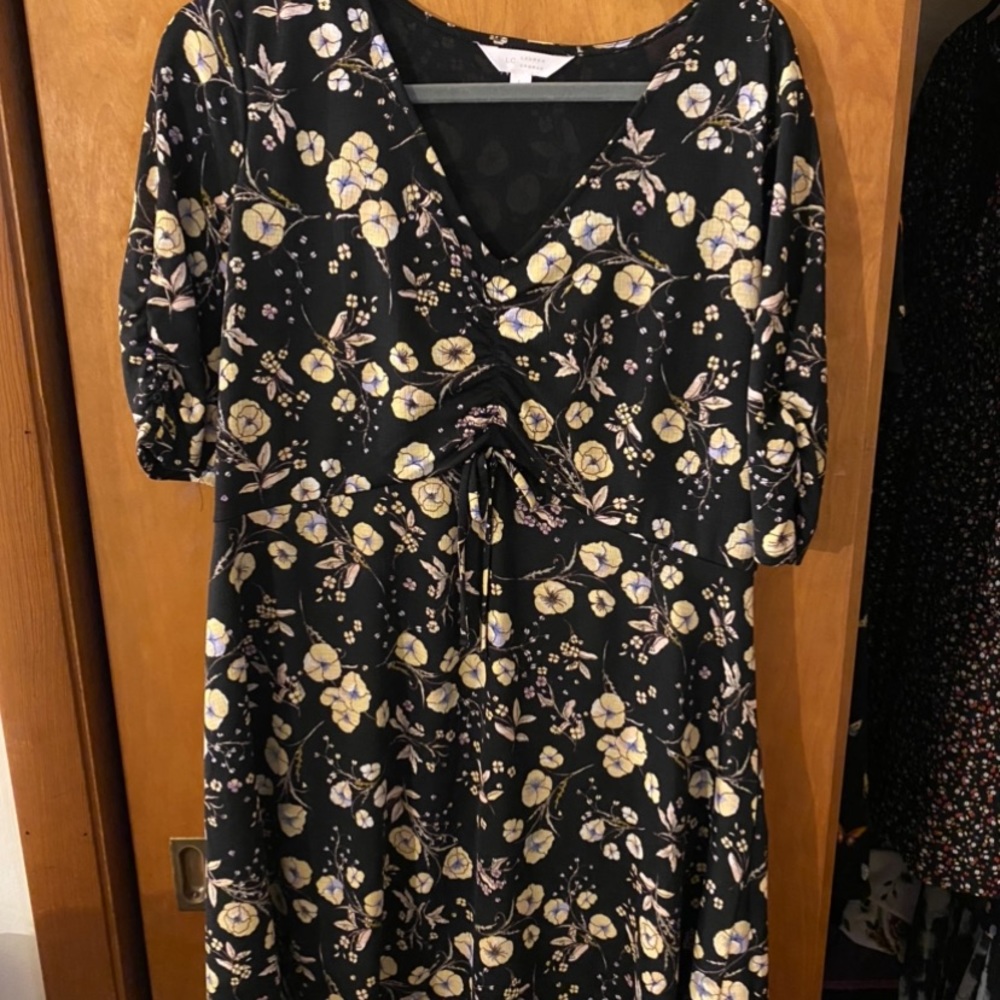 Black and yellow mini dress